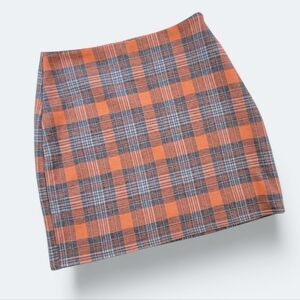 Grey Lab Plaid Orange and Gray Mini Skirt Size XS